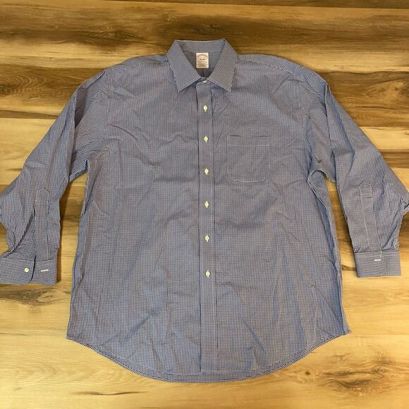 Brooks Brothers Other - Brooks Brothers Shirt Mens 17.5 -34 Traditional Fit Blue Plaid Non Iron Stretch